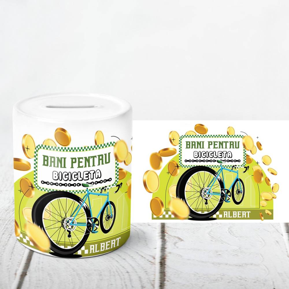 Pusculita Personalizata Bani Pentru Bicicleta